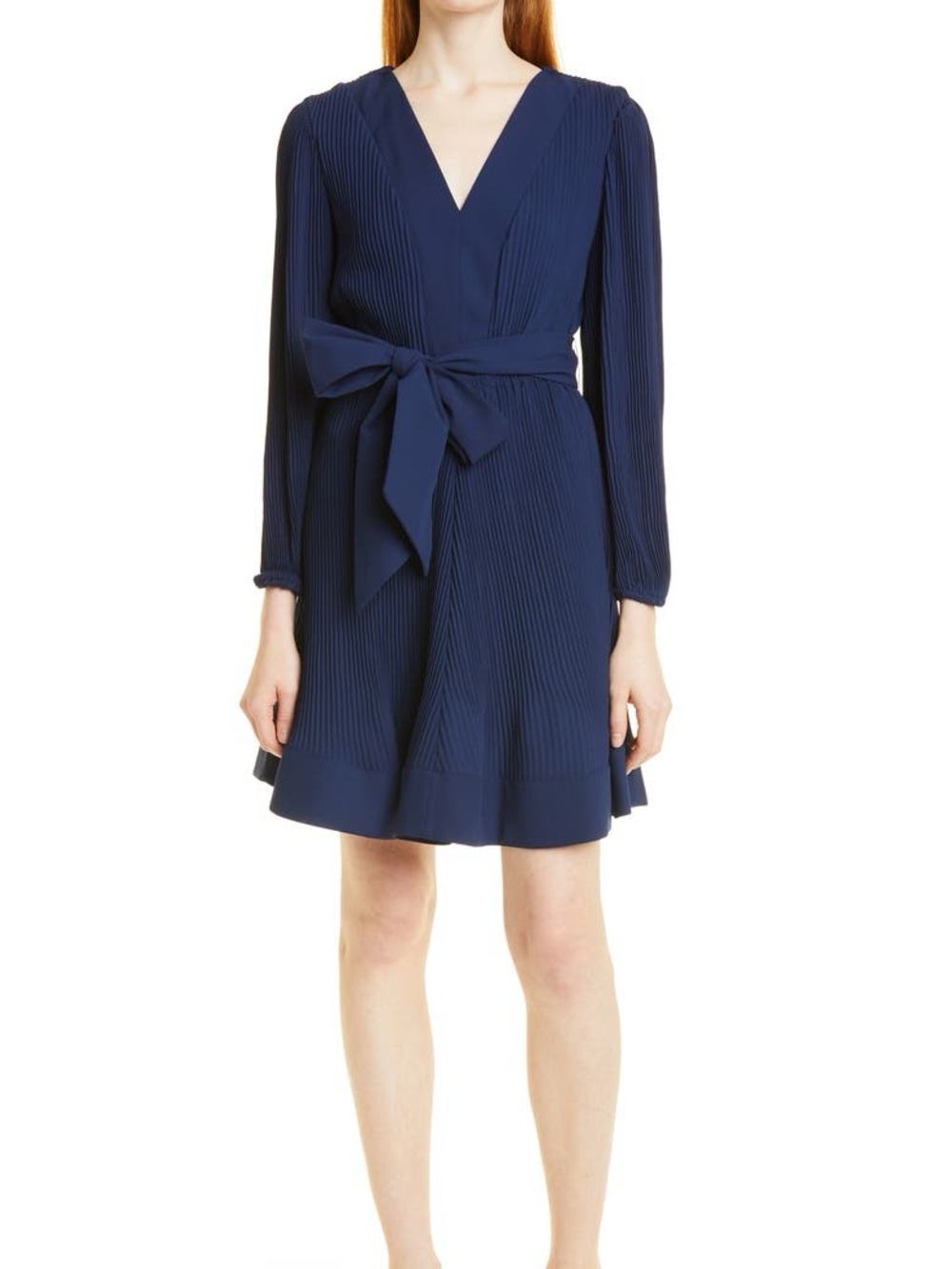 Milly Women’s Navy Liv Pleated Long Sleeve Career Business Dress Size 8
